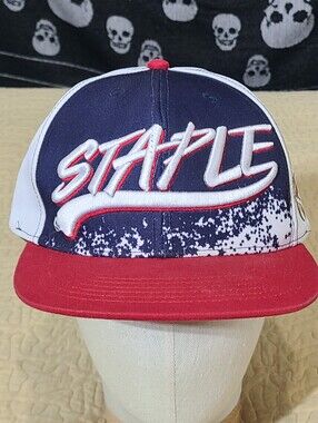 Vintage Staple Pigeon Olympic Patriotic graffiti script logo snapback hat